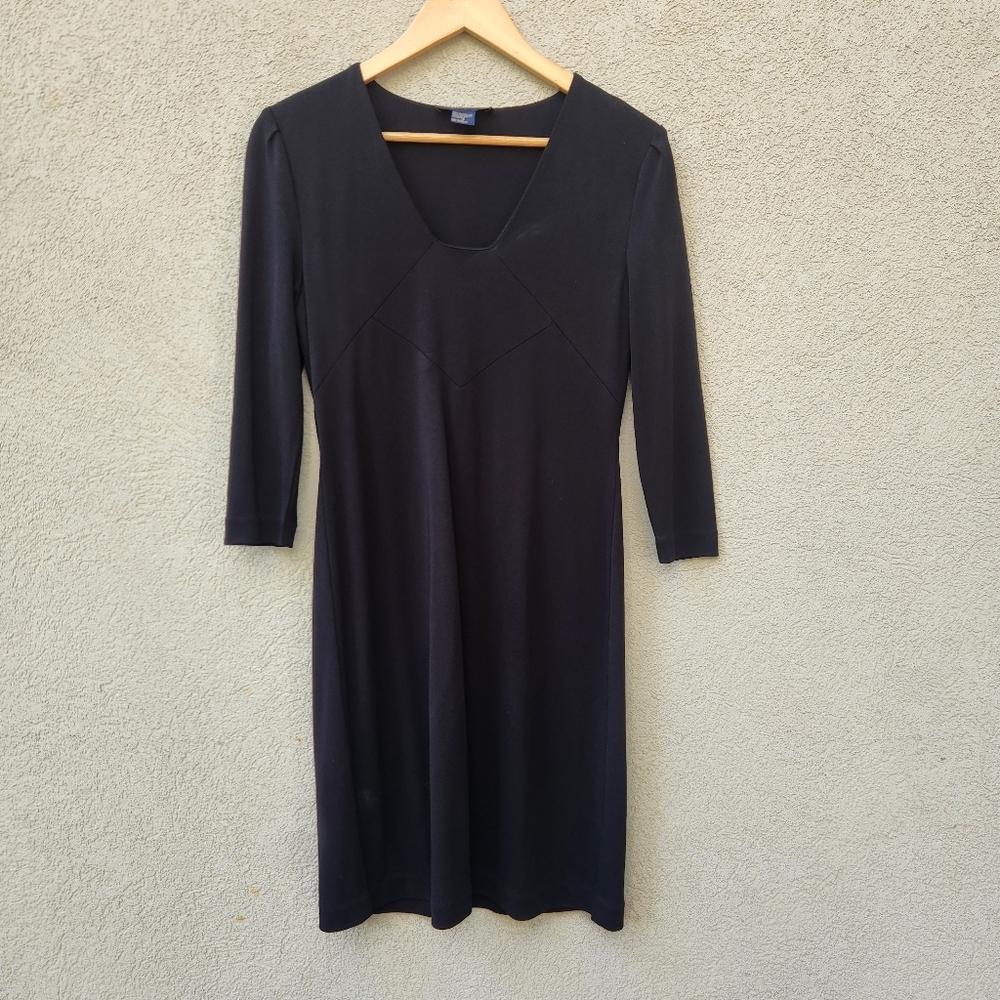 Boston Proper Dress Women's Small Black Rayon Classic Modest Minimalist Career